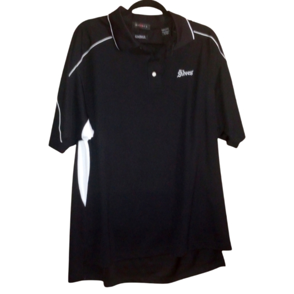 DivotsMen's Golf ⛳ St. Ives black collared botton down shirt size Large